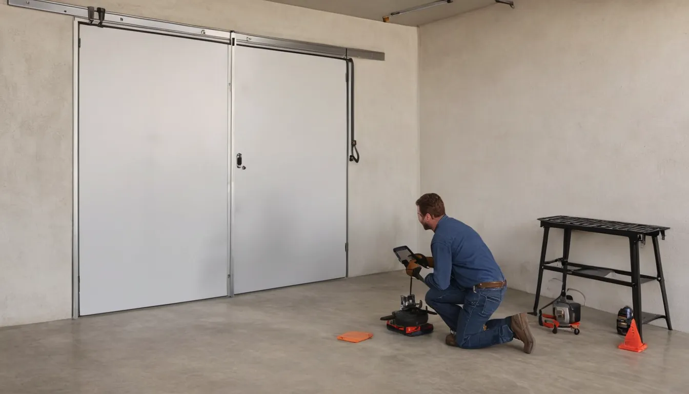 Provider checking a garage door torsion spring in a Rancho Cucamonga home
